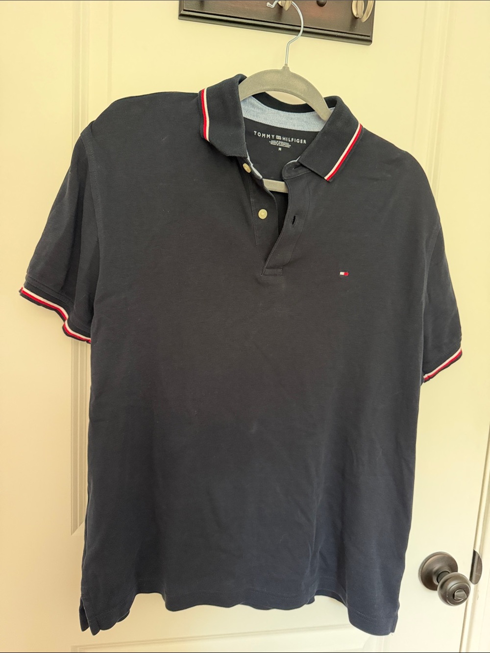Tommy Hilfiger Navy Polo with Red & White Trim